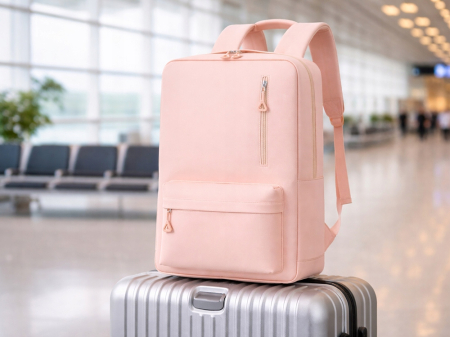 Set călătorie Cracos roz cu rucsac laptop USB și trusă cosmetică 9 piese [6]