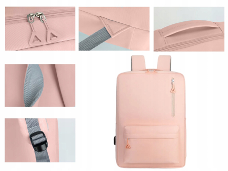 Set călătorie Cracos roz cu rucsac laptop USB și trusă cosmetică 9 piese [13]