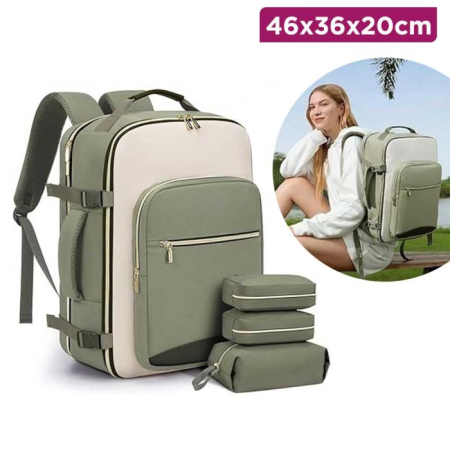 Rucsac de călătorie multifuncțional Cracos verde – organizare bagaje & sac pentru încălțăminte [1]