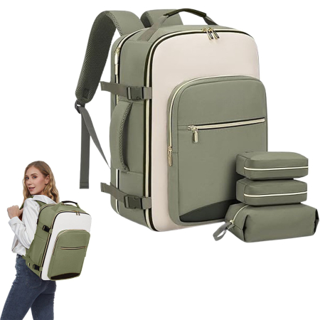 Rucsacuri - Rucsac de călătorie multifuncțional Cracos verde – organizare bagaje & sac pentru încălțăminte