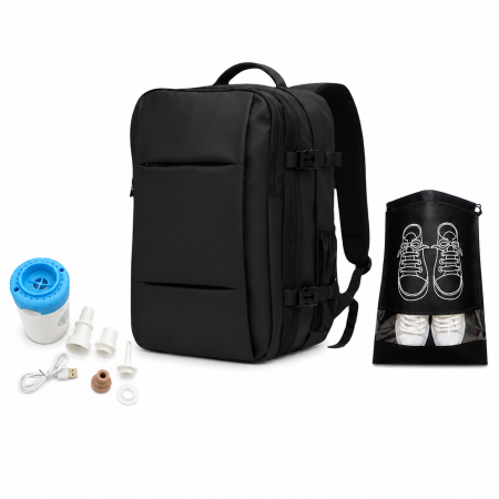 Set calatorie rucsac vacuum Cracos 50x36x23 cm cu pompa electrica si accesorii incluse [0]