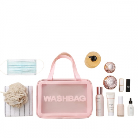 Set genti de voiaj pentru cosmetice, Tecos®, 6 dimensiuni diferite, impermeabile, roz [14]