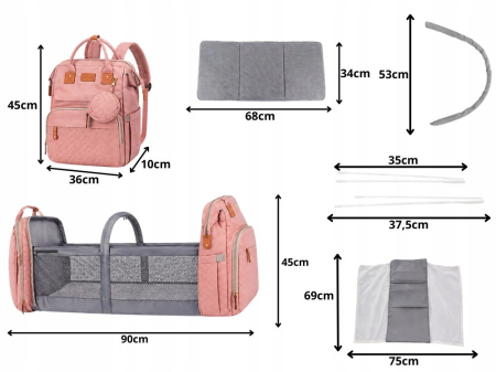 Set mamă și bebe Cracos MommyBag cu pătuț pliabil și gentuțe organizatoare impermeabile [3]