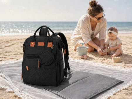 Set mamă și bebe Cracos MommyBag cu pătuț pliabil și gentuțe organizatoare impermeabile [10]