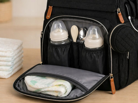 Set mamă și bebe Cracos MommyBag cu pătuț pliabil și gentuțe organizatoare impermeabile [13]