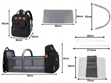 Set mamă și bebe Cracos MommyBag cu pătuț pliabil și gentuțe organizatoare impermeabile [3]
