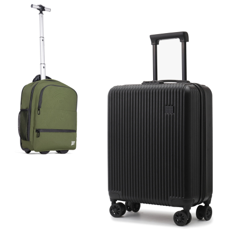 Bagaje de cabina CabinFly - set-priority-cabinfly-troller-cabina-negru-55x40x20-rucsac-hibrid-verde-40x30x20