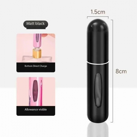 Set recipiente de parfumuri pentru calatorie, Tecos, 2 recipiente, culoare negru/argintiu, 5ml [5]
