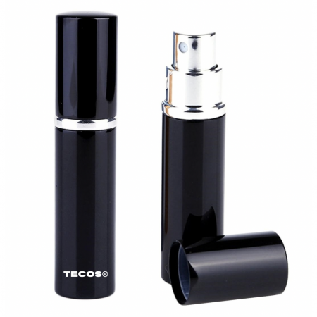 Set recipiente parfumuri pentru calatorie, Tecos®, reincarcabil, culoare negru/roz, 10ml, ideal pentru travel sau decantare, 2 sticlute [3]