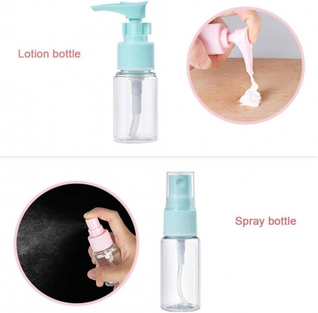 Organizatoare bagaje - Set recipiente pentru cosmetice, Tecos, material plastic, albastru, 9 piese, ideale pentru trusa de calatorii
