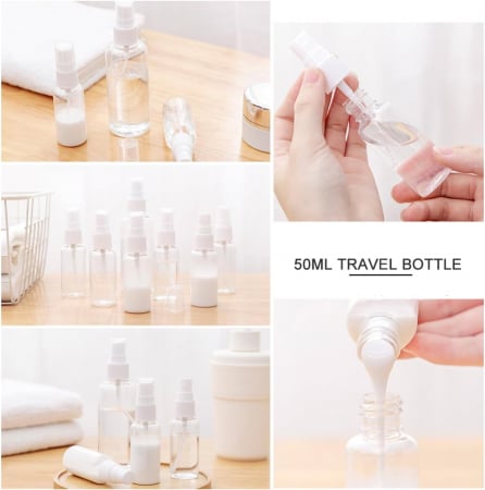 Set recipiente pentru cosmetice, Tecos, material plastic, transparent, 9 piese, ideale pentru trusa de calatorii [3]