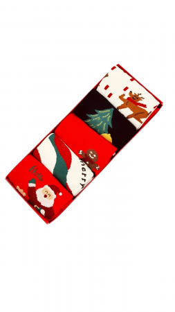 Set sosete de barbati, cu design de sarbatori, Tecos®, marime 40-45, ambalate in cutie cadou, ideale pentru Sarbatorile de iarna, 5 perechi de sosete [1]