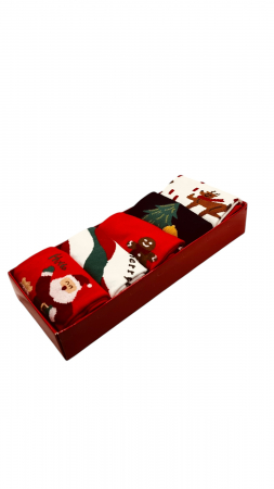 Set sosete de barbati, cu design de sarbatori, Tecos®, marime 40-45, ambalate in cutie cadou, ideale pentru Sarbatorile de iarna, 5 perechi de sosete [2]