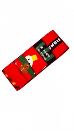 Set sosete de barbati, cu design de sarbatori, Tecos®, marime 40-45, ambalate in cutie cadou, ideale pentru Sarbatorile de iarna, 5 perechi diferite [1]