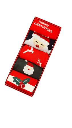 Set sosete de barbati, cu design de sarbatori, Tecos®, marime 40-45, ambalate in cutie cadou, ideale pentru Sarbatorile de iarna, 5 perechi sosete [1]