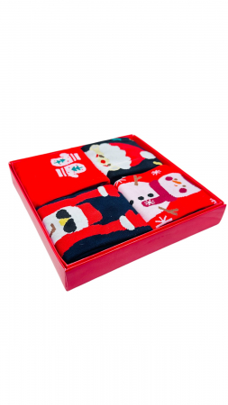 Set sosete de barbati, cu design de sarbatori, Tecos®, marime 40-46, ambalate in cutie cadou, ideale pentru Sarbatorile de iarna, 4 perechi [3]