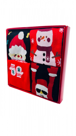 Set sosete de barbati, cu design de sarbatori, Tecos®, marime 40-46, ambalate in cutie cadou, ideale pentru Sarbatorile de iarna, 4 perechi [0]