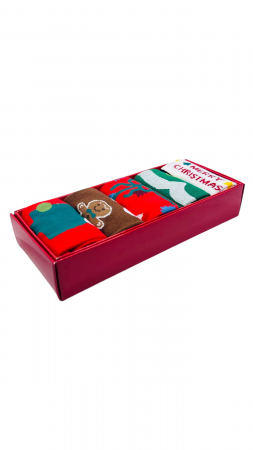 Set sosete de dama, cu design de sarbatori, Tecos®, marime 36-40, ambalate in cutie cadou, ideale pentru Sarbatorile de iarna, 5 perechi [3]