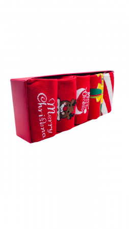 Set sosete de dama, cu design de sarbatori, Tecos®, marime 36-40, ambalate in cutie cadou, ideale pentru Sarbatorile de iarna, 5 perechi diverse [4]