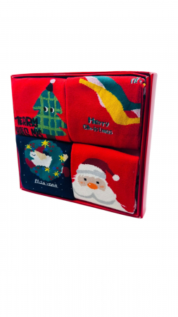 Sosete dama - Set sosete de dama, cu design de sarbatori, Tecos®, marime 36-41, ambalate in cutie cadou, ideale pentru Sarbatorile de iarna, 5 perechi diferite