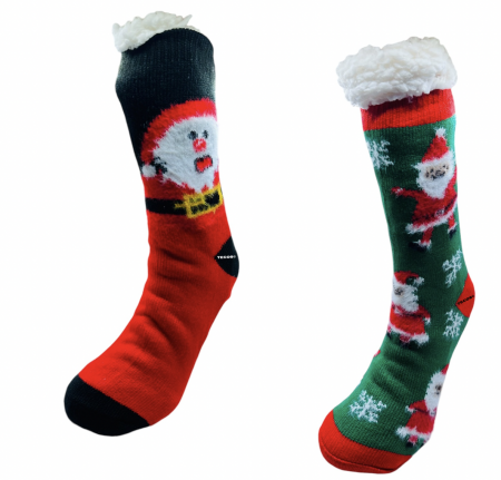 Sosete barbati - Set sosete termice de barbati, cu design de sarbatori, Tecos®, marime 40-46, ambalate in cutie cadou, ideale pentru Sarbatorile de iarna, 2 perechi