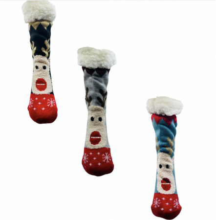Set sosete termice de dama, cu design de sarbatori, Tecos®, marime 36-40, ambalate in cutie cadou, ideale pentru Sarbatorile de iarna, 3 perechi