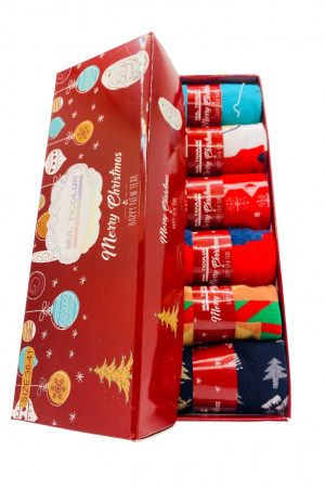 Sosete dama - Sosete din bumbac cu motive de Craciun pentru dama, multicolor, marimi 36-41, 6 perechi
