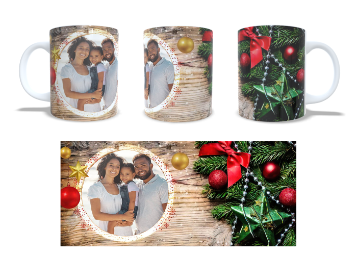Cana personalizata de Craciun cu doua poze si decor festiv [2]