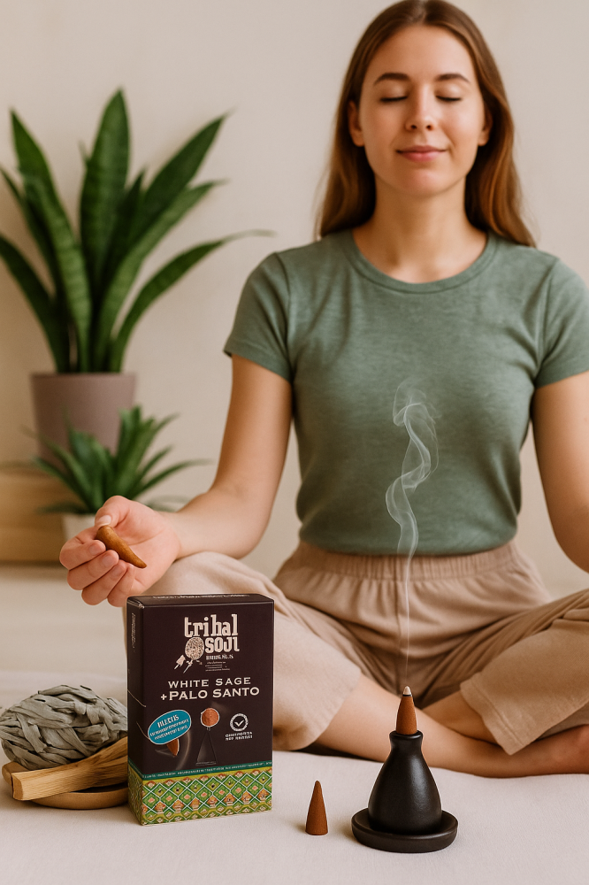 10 Conuri Tribal Soul Backflow Incense – Salvie Alba si Palo Santo [3]