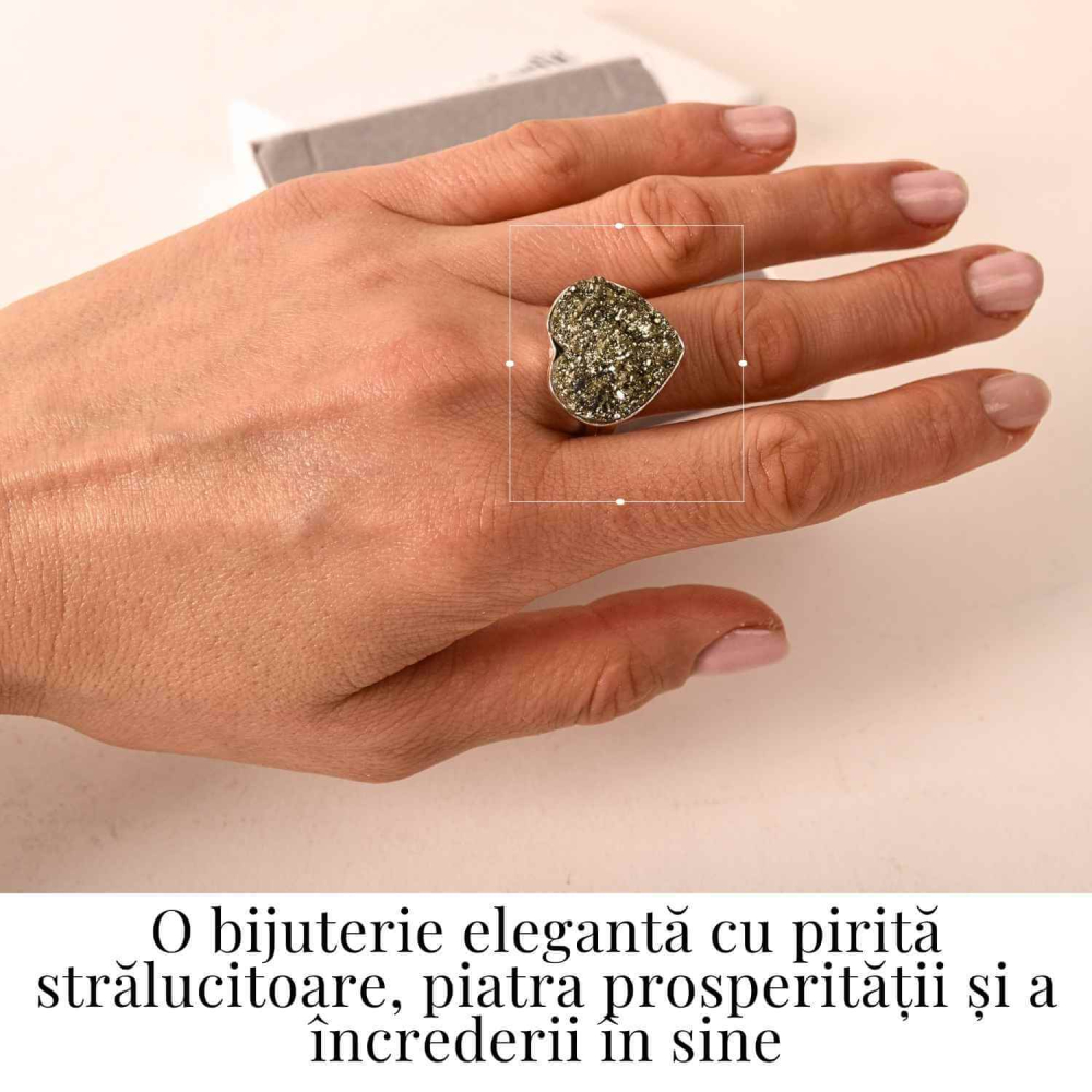 Inel din Argint 925 cu Pirita Naturala in Forma de Inima – Protectie si incredere in Sine [2]