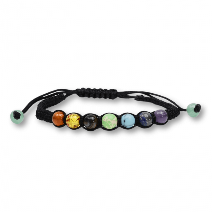 Bratara Handmade Reglabila cu Margele 6mm pentru Cele 7 Chakre si Ciucuri Macrame [9]