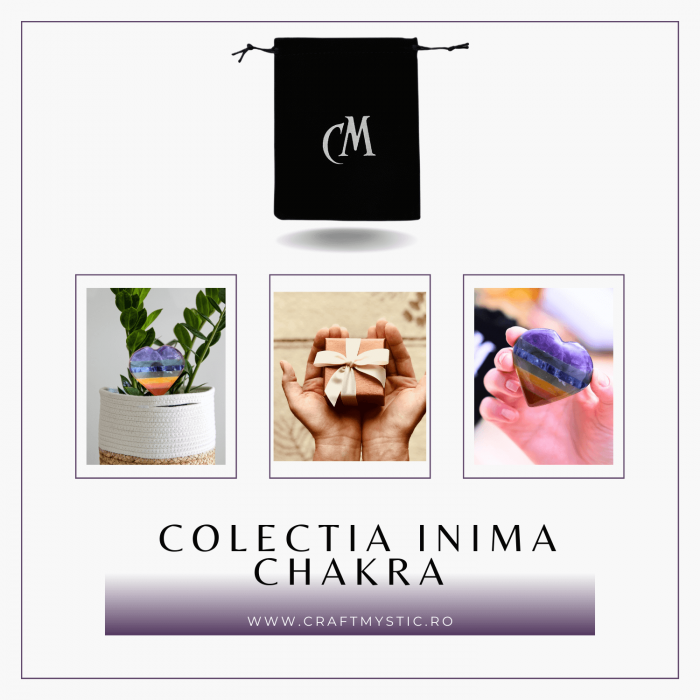 Inima Sculptata Manual de 50mm cu 7 Tipuri de Pietre Naturale pentru Cele 7 Chakre [7]