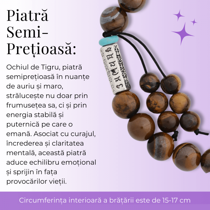 Bratara Elastica cu Margele 6mm din Pietre Semipretioase Ochi de Tigru, Tucurasi si Pandativ [8]