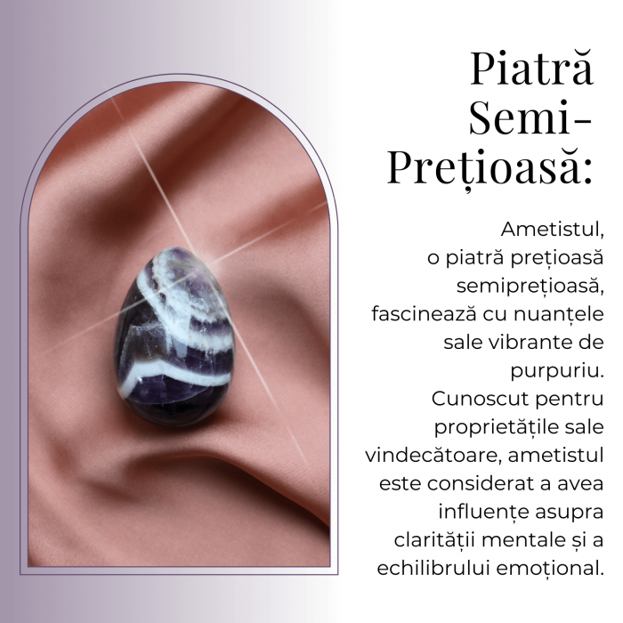 Ou Handmade de 50mm din Piatra Naturală de Ametist Chevron [7]