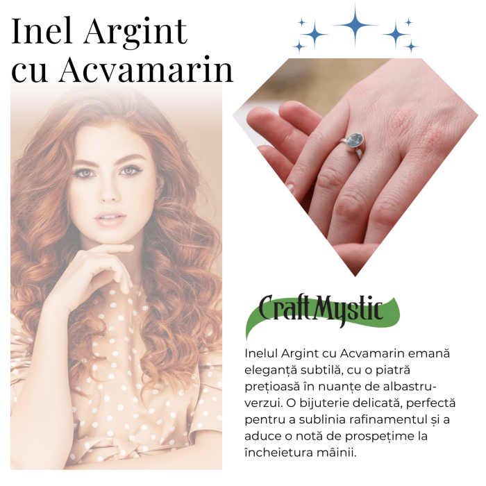  Inel Reglabil din Argint 925 cu Piatra Naturala de Acvamarin [2]