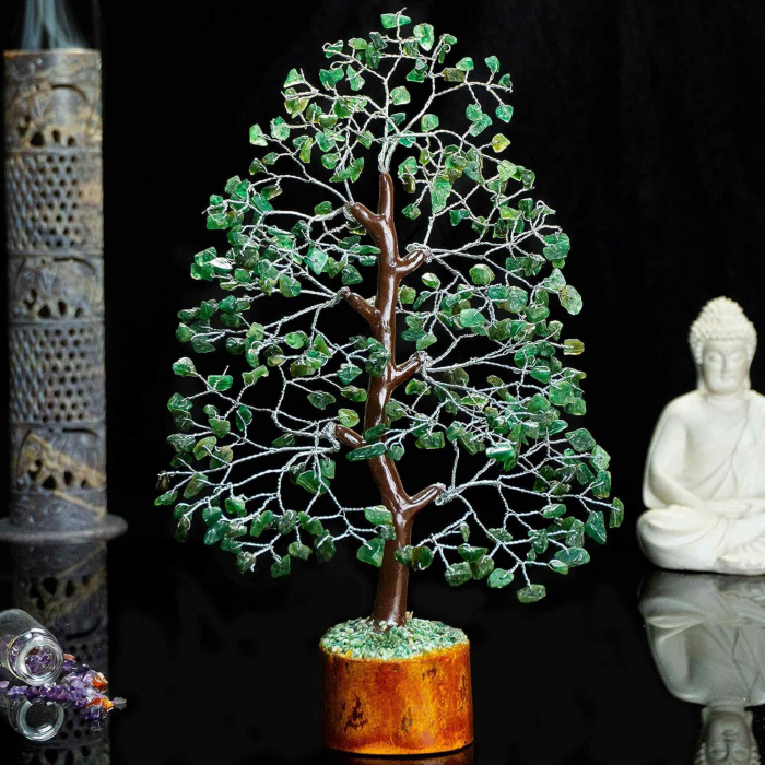 Arbore 25 cm cu pietricele semipretioase din Aventurin Verde - Copacel Terapeutic pentru Echilibru si Bunastare - Decor Feng Shui pentru Acasa si Birou - Cadou pentru Noroc si Prosperitate [4]