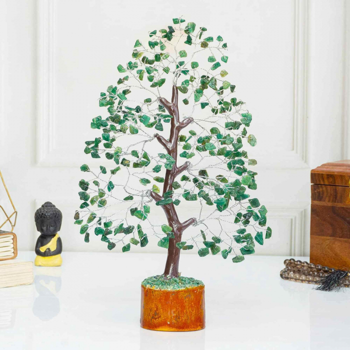 Arbore 25 cm cu pietricele semipretioase din Aventurin Verde - Copacel Terapeutic pentru Echilibru si Bunastare - Decor Feng Shui pentru Acasa si Birou - Cadou pentru Noroc si Prosperitate [6]