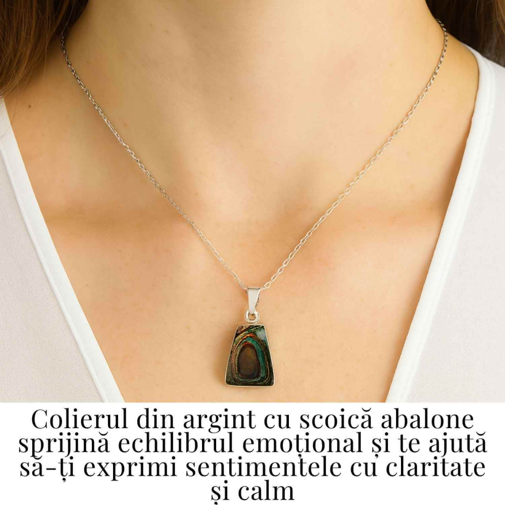 Echilibru si Stralucire Naturala – Colier Rotund cu Scoica Abalone si Argint 925 [2]