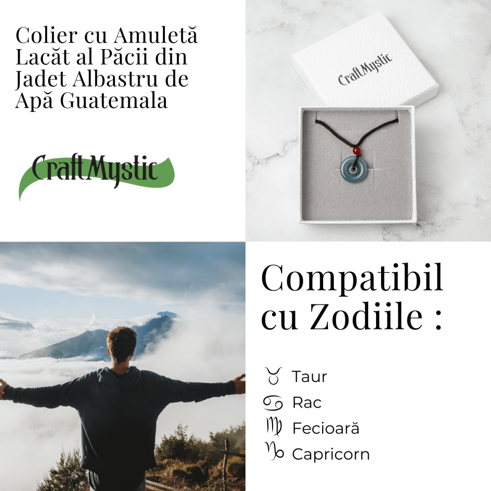 Liniste si Protectie – Colier Talisman Peace Lock din Jad Albastru de Guatemala [5]