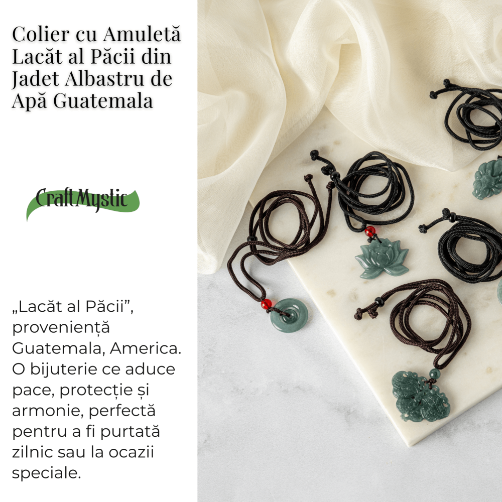 Liniste si Protectie – Colier Talisman Peace Lock din Jad Albastru de Guatemala [3]