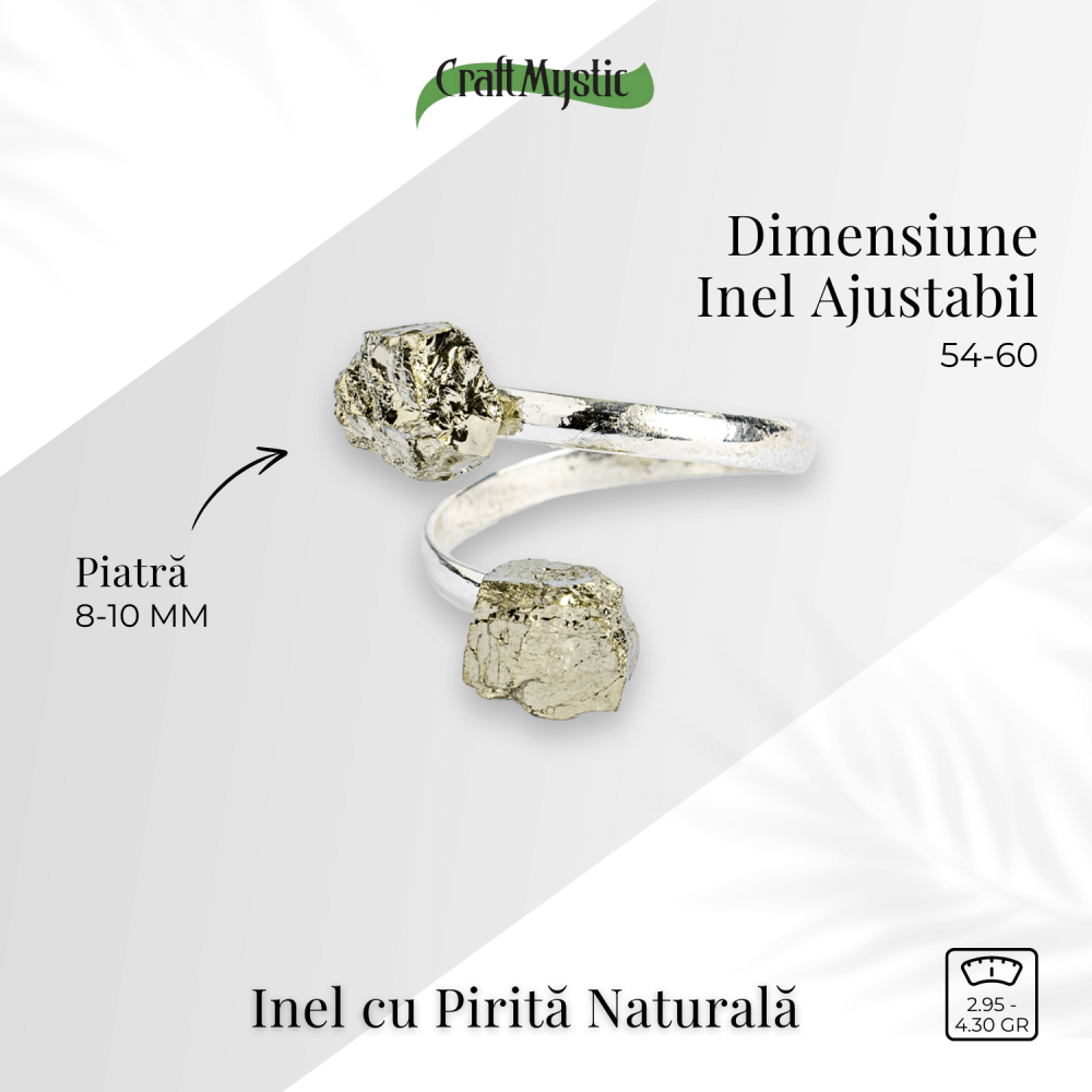 Atrage succesul si blocheaza negativitatea – Inel dublu Pirita in forma naturala [4]