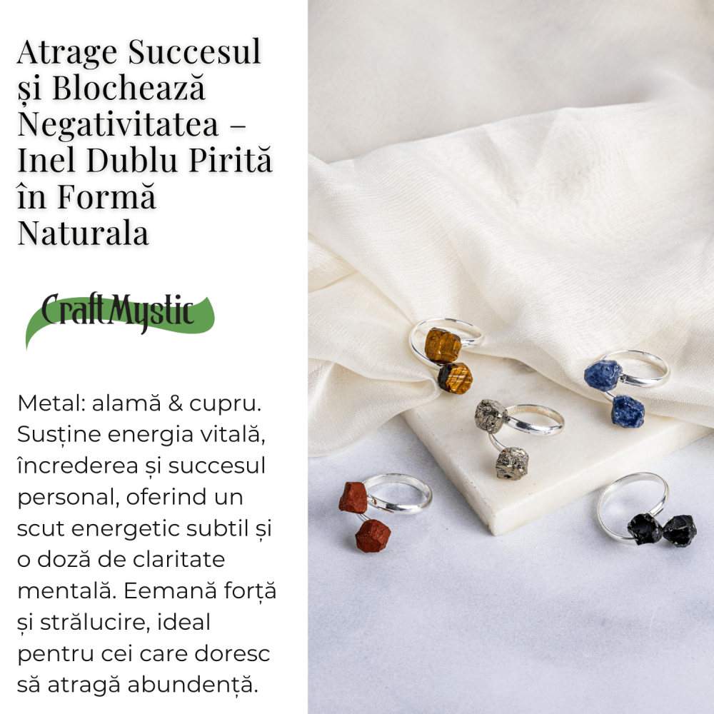 Atrage succesul si blocheaza negativitatea – Inel dublu Pirita in forma naturala [3]