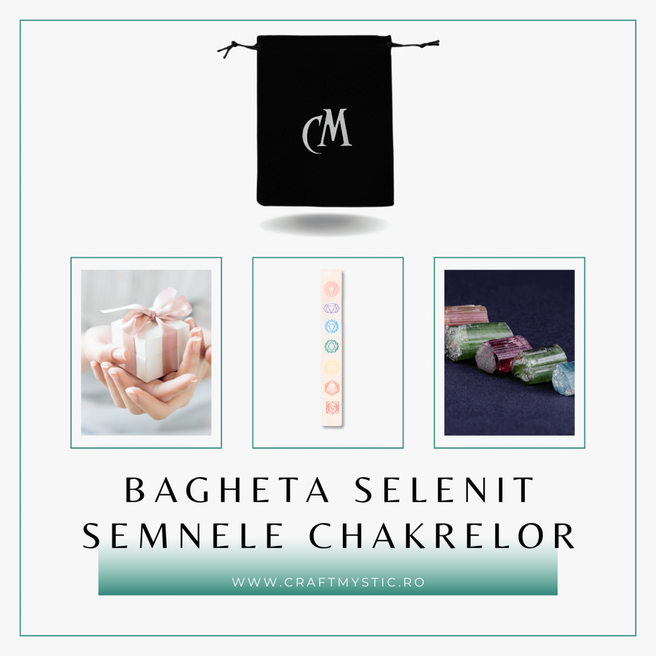 Bagheta de Selenit cu Semnele Chakrelor Color - Incarcare si Curatare Cristale [7]