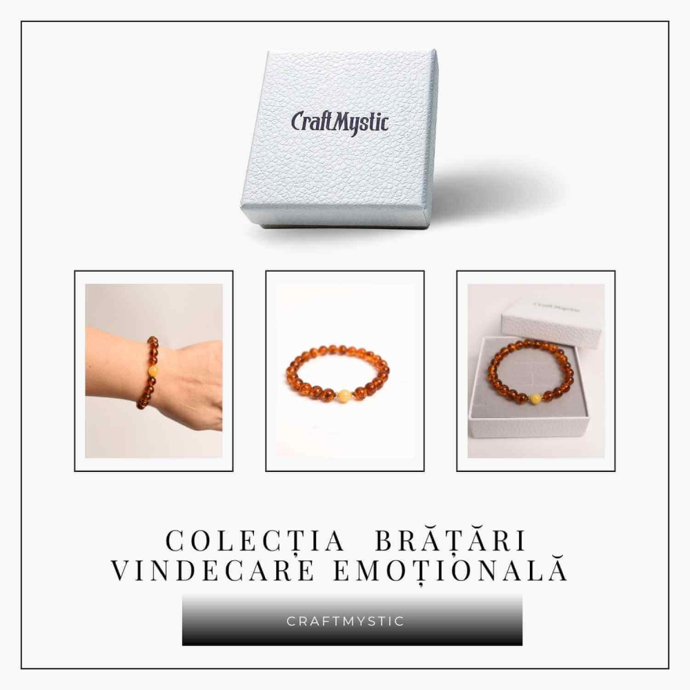 Bratara elastica chihlimbar caramiziu-galben pentru echilibru emotional [7]