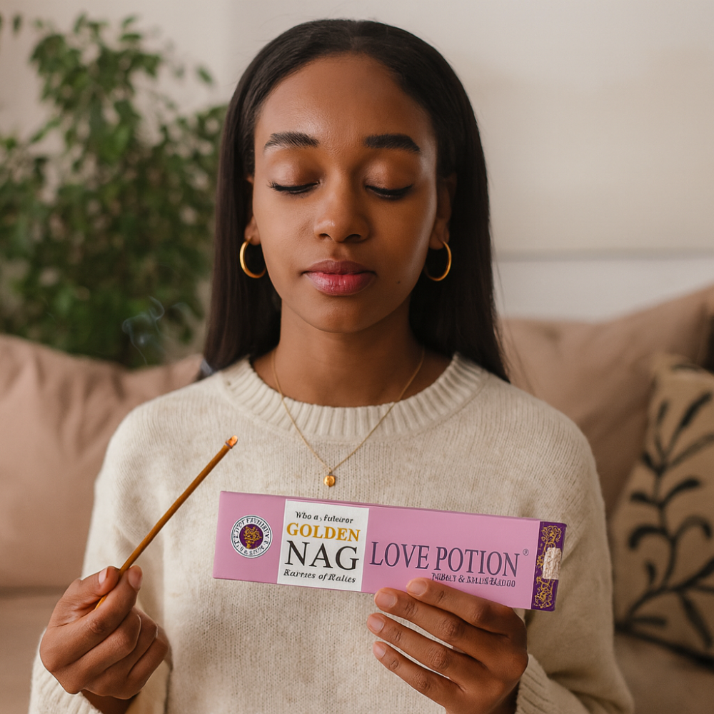Betisoare Parfumate Golden Nag Love Potion – Aroma Atracției, Magiei si Conexiunii [2]