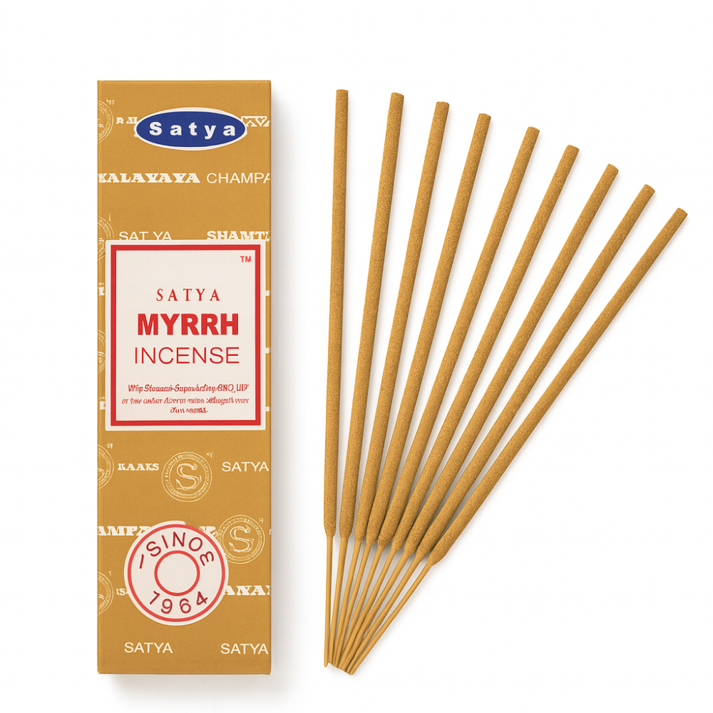 Betisoare Satya Myrrh 15 g – smirna, rulate manual, India [1]