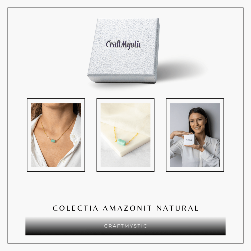 Calm si Echilibru – Colier cu Pandantiv Hexagonal din Amazonit Natural pe Lant de Cupru [8]