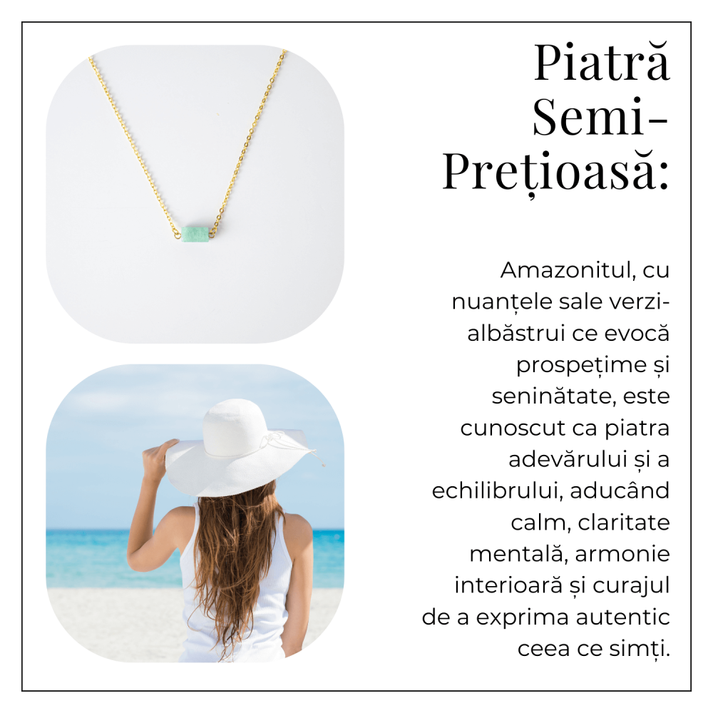 Calm si Echilibru – Colier cu Pandantiv Hexagonal din Amazonit Natural pe Lant de Cupru [6]