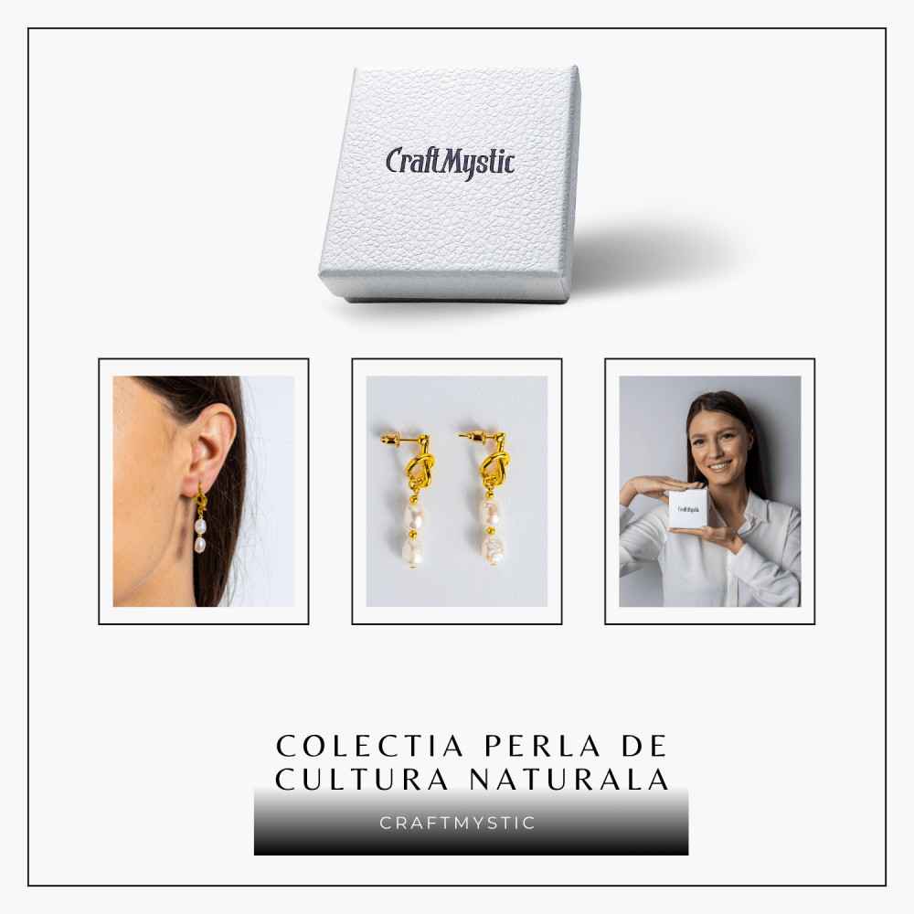 Bijuterie feminina, cercei cu perle de cultura – Rafinament si simplitate aurie [8]