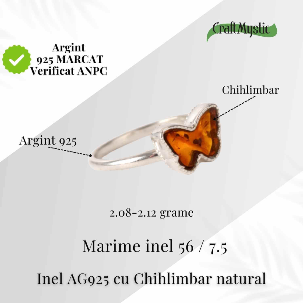 Un fluture din argint 925 si chihlimbar, simbol al transformarii blande si al luminii interioare [3]